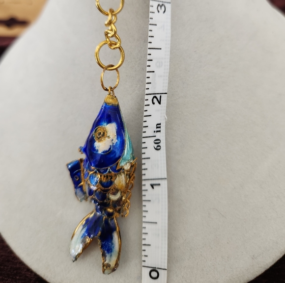 Vintage Cloisonne articulated Koi fish key chain - Picture 2 of 3